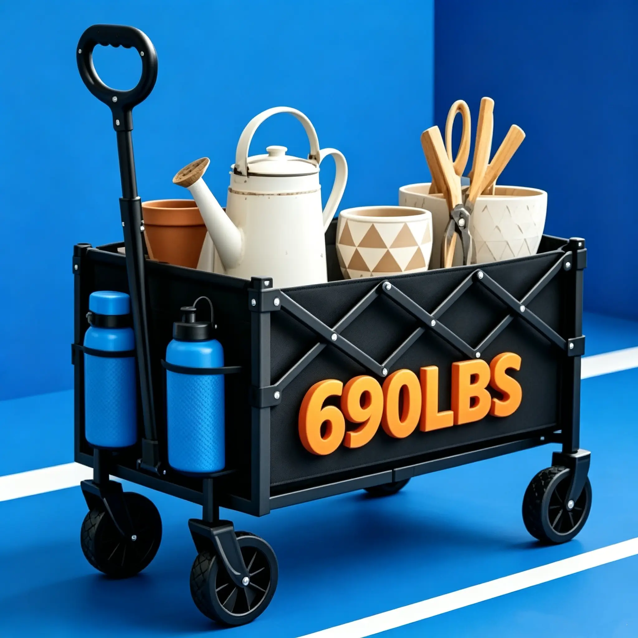 Outdoor Folding Cart - Solid Tires And 360 Degree Wheels, 600D Tear Resistant Fabric, Ultimate Solution for Camping/Holiday Shopping/Adventures