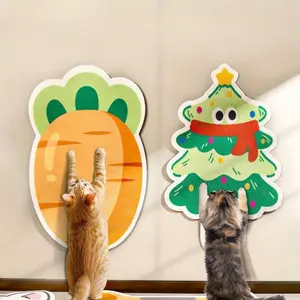 Cat Scratcher 4 Designs: Carrot/Christmas Tree/Square Calico Cat/Gluttonous Cat! with self-adhesive. Non-slip bases, durable--protects sofas/floors from scratches. Toxic-free. Easy to clean, stackable. Perfect for indoor cats ! Scratching Posts Kitty