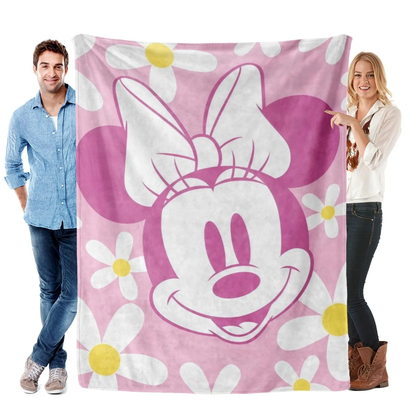 Disney Daisy Print Minnie Mouse Blanket, Soft Fleece Throw Blanket, Warm All Season Bed Layer, Gifts For Girls Minnie Mouse Toddler Bedding Set Fans