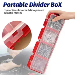 Small Compartment Screw Parts Box, Storage Case for Electronics & Hardware, Plastic Organiser with Slanted Lid, Tool Organizer, Portable Tool Box, Perfect for Home & Office, Slant Top Tool Box