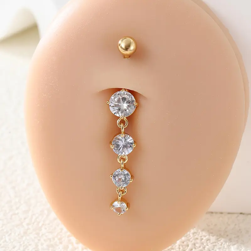 Rhinestone Decor Belly Button Ring, Navel Piercing Jewelry, Piercings Jewelry, Women Belly Piercing Body Jewelry For Daily Decoration, Jewelry For Daily Decoration