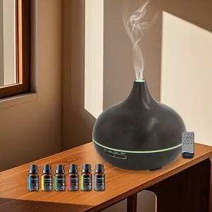 550ml Aromatherapy Diffuser with 6 Essential Oils  Wood Grain Ultrasonic Humidifier, Remote Control & 7 Color LED Light  Ideal for Christmas, Birthday & Housewarming air  purifier