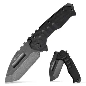 Stylish black folding knife, suitable for home and outdoor use, sharp and durable, easy to carry. It is an essential tool for outdoor adventures and camping, wear-resistant and rustproof, easy to store, and a multi-functional knife
