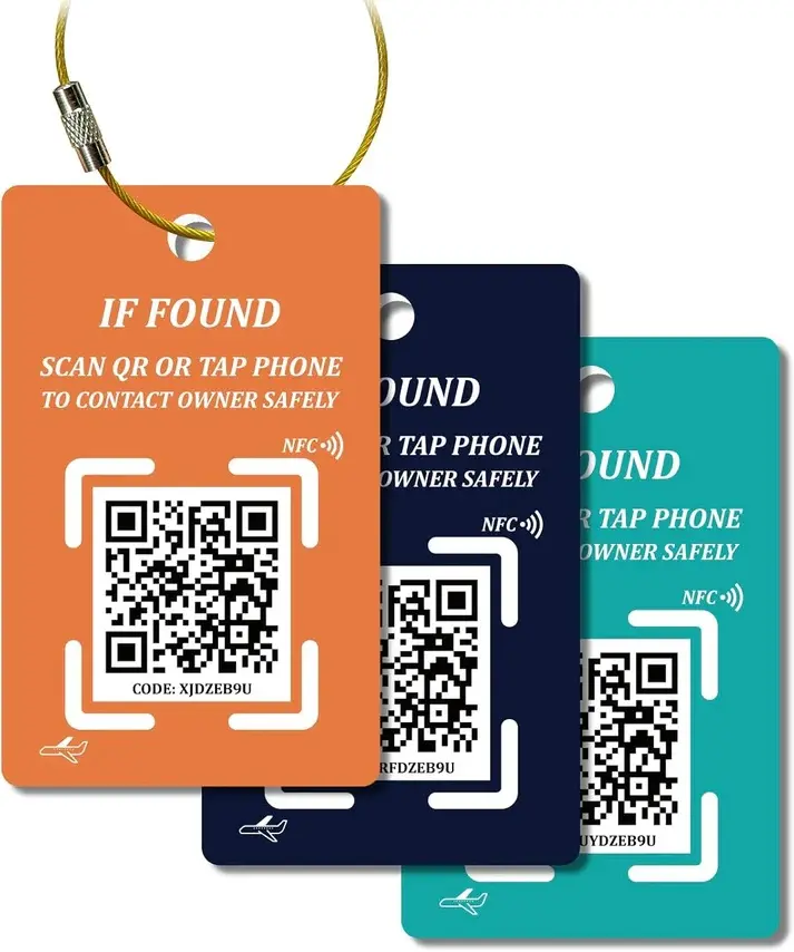 Smart NFC & QR Luggage Tag with NFC Chip - Waterproof Travel Accessory, Bag Finder Tracker - No App Needed, No Subscription