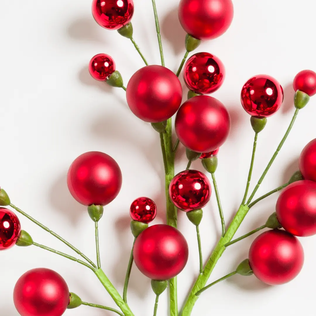 Red Shiny & Matte Christmas Ball Spray Filler Pick