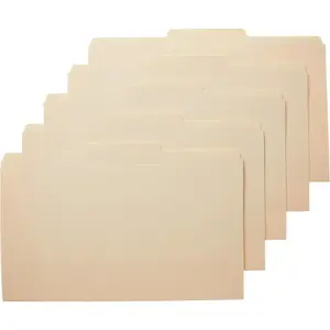 Sturdy Manila File Folders, 1/3 Tabs in Assorted Positions for Filing, Legal Size, 8.5 x 14 inch - Pack of 100