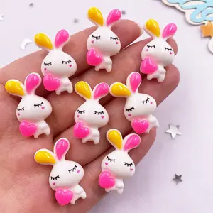 10pcs Colorful Resin Love Rabbit Figurine Flat back Cabochon Scrapbook Scrapbook Home Christmas Miniature Decor Crafts Accessories Resin Ornament Ornaments Decoration
