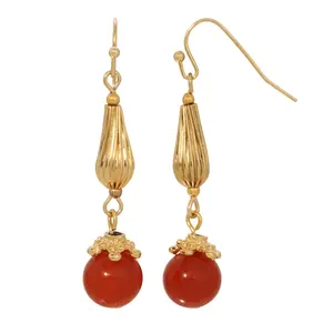 1928 Jewelry Women's Carnelian Bead Heritage Treasure Drop Earrings