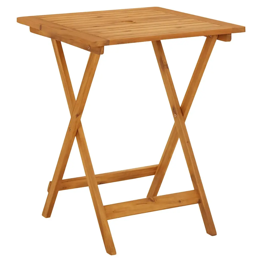 vidaXL Bistro Table, Folding Outdoor Side Table with Umbrella Hole, Patio Table for Porch Deck Backyard, Farmhouse Style, Solid Acacia Wood 313595