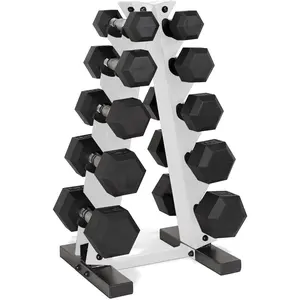 Barbell 150 LB Coated Hex Dumbbell Weight Set with Vertical Rack| Multiple Options