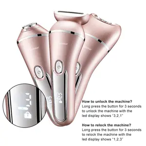 Hatteker 3 in 1 Women's Electric Shaver, Electric Hair Shaver for Arms Legs Body Hair Trimming, USB Charging Gentle Hair Trimmer with Replacement Heads
