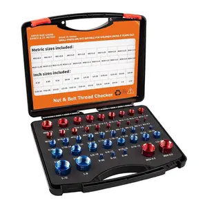 44PCS Nut and Bolt Thread Checker - Comprehensive Bolt Size and Thread Gauge Tool, Inch & Metric Sizes, with   Handy Tool Box, Excellent for Home Garages and Car Repairs
