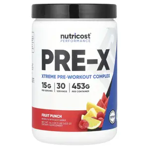 Nutricost Performance, PRE-X, Xtreme Pre-Workout Complex, Fruit Punch, 1 lb (453 g)