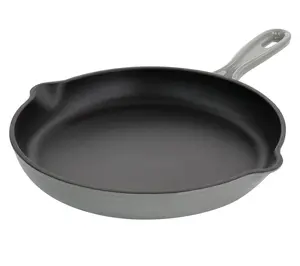 MegaChef 10.25" Enameled Round Cast Iron Skille t in Gray