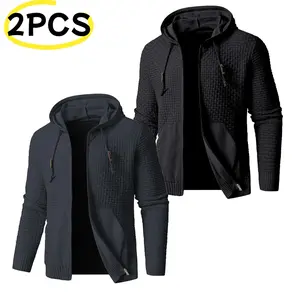 Grandclad Men's Full Zip Up Hooded Cardigan Sweater with Pockets