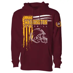 Men Vintage USA Flag Football Pullover Hoodie - Washington