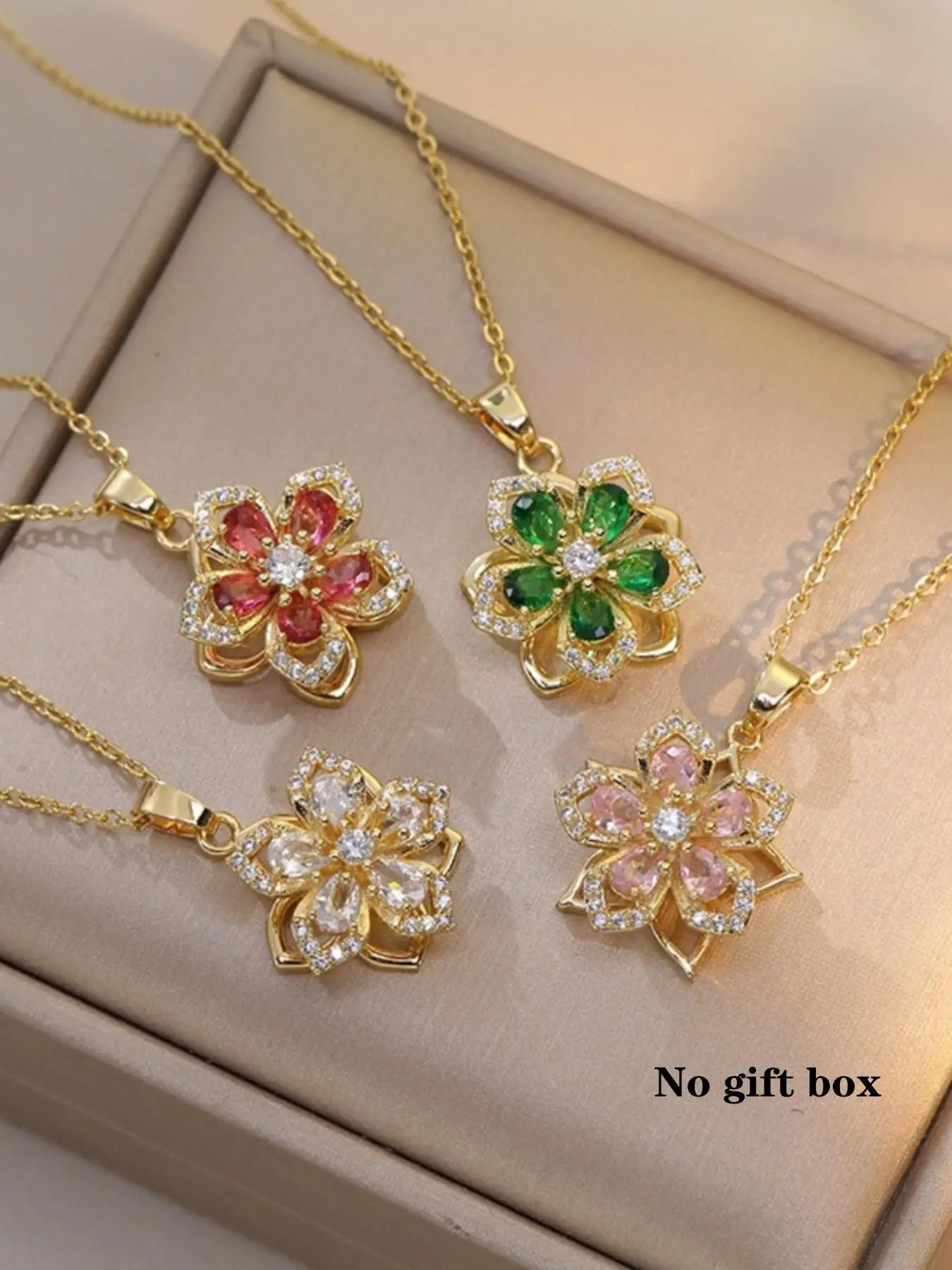 Rotatable Flower Design Trendy Charm Necklaces for Women, Summer Rhinestone Decor Fashionable Accessory for Party, Daily Clothing Decor, Trendy & Exqu