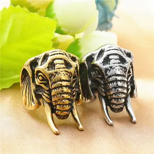 Vintage and Domineering Hip-hop Elephant Pattern Stainless Steel Men's Ring Jewelry