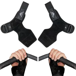 MaxOut360 Lifting Straps & Grips for Weight Lifting (Leather Hand Grips), Gym Straps Weight Lifting, Crossfit Grips for Deadlift, Gym Hand Grips for Women & Men, Black