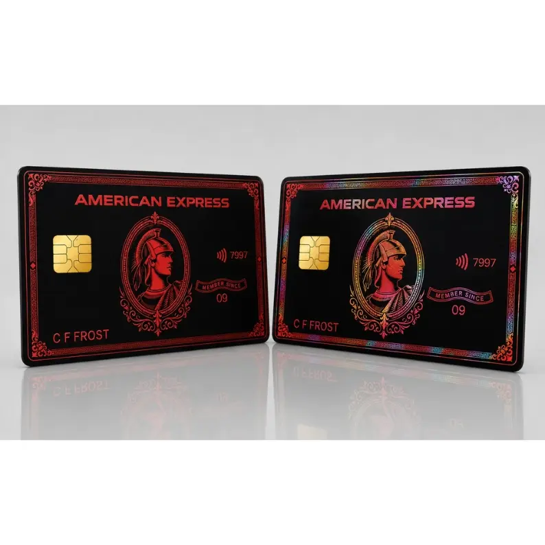 2 PACK Luxury Black Red American Express Debit Card Credit Card Skin Vinyl Sticker