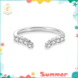 Moissanite Flowing Light Open Band Ring Silver-Plated Wedding Engagement Anniversary Valentine's Day Romantic Elegant Gift Daily Wear men's jewelry unisex