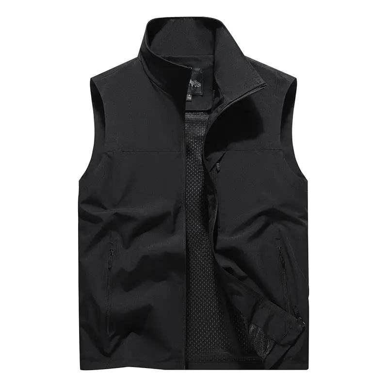 Men's Stylish Sleeveless Full-Zip Stand Collar Waistcoat - Lightweight, Breathable Tops with Mesh Lining, Zipper Pockets, 10-Color for Athletic Hiking Utility Outerwear, Utility Jacket, Cardigan, Casual, Collared Neck, Fashion, Machine Washable, Outdoor