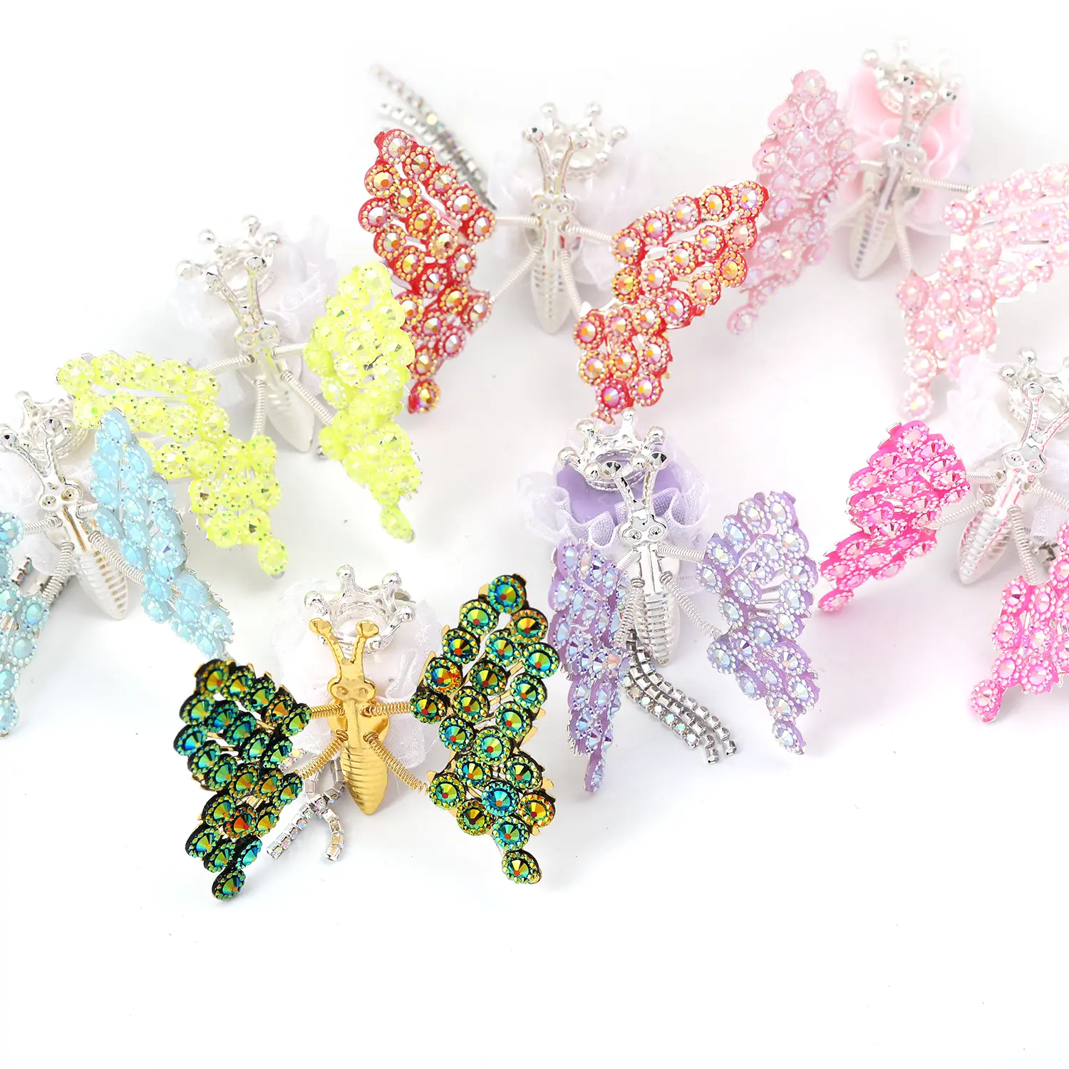 B59 10-Piece Moving Rhinestone Butterfly DIY Pen Charms, 16mm Mix Colors Beads and Accessories for Jewelry Making, Crafts Supplies