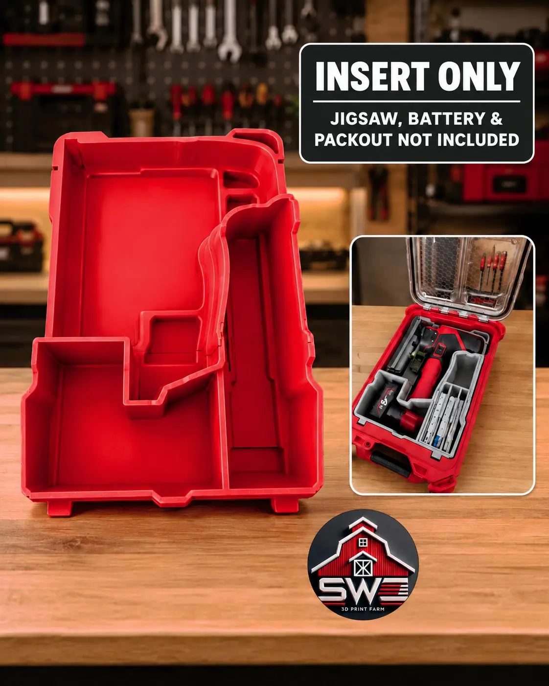 M12 FUEL Jigsaw 2545-20 Organizer Insert with Accessory Storage for Milwaukee Packout 48-22-8435 — INSERT ONLY