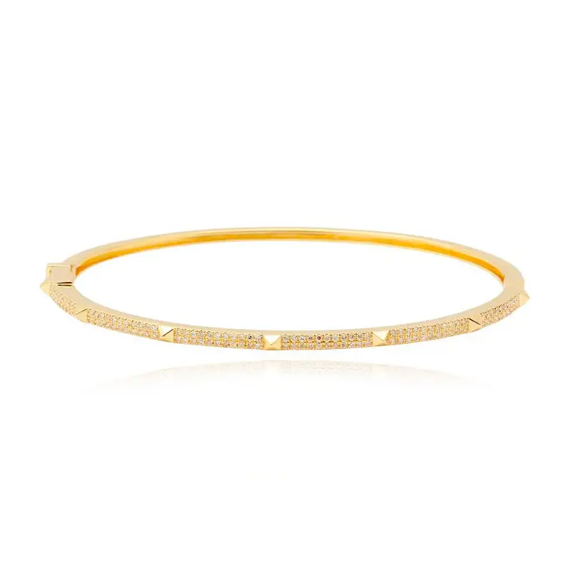 Pave Diamond Spike Bangle - Thin