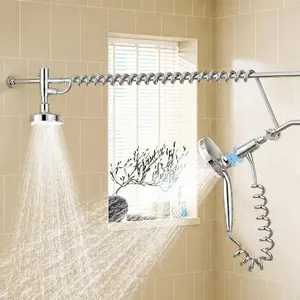 Dual Shower  with  Handheld, High  Double Shower  for Two People Rod, 2 Showerhead System for Couples, Adjustable Slider, Renter-Friendly, -Like,  for Women Men,