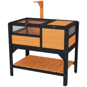 Yellow Tortoise Habitat with Shelf Storage & Weather Protection, Reptile Terrarium Accessory for Indoor Living Room - Bedroom Use