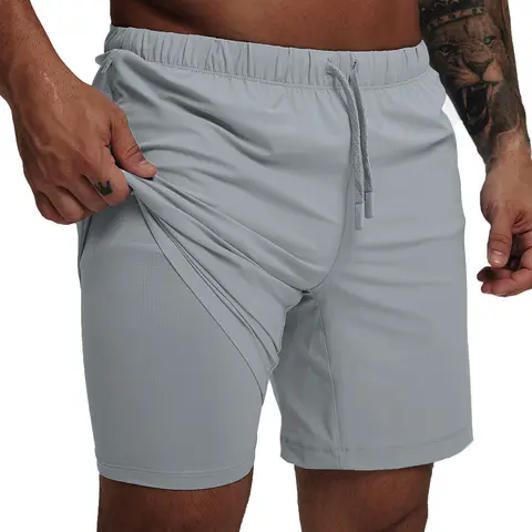 MAELREG Men's 2-in-1 Running Shorts with Liner, Outdoor Hiking Gym Training Shorts, Breathable Athletic Workout Shorts with Towel Hook