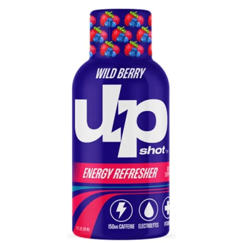 3x Upshot Energy Shot Wild Berry - Liquid Caffeine Booster Sports Performance Mental Clarity Focus Supplement Workout Gym Fitness Endurance Beverage Drink Bundle Bulk Wholesale Lot Juice Mixed Berries Flavor Vitamin B 2oz 3ct