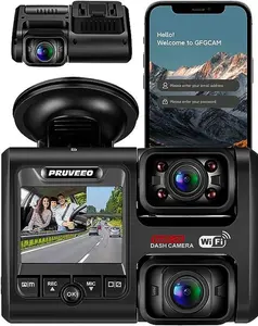 PRUVEEO Dash Cam, Front and Inside 1080P Dual FHD Dash Camera for Cars, Novatek Processor, Single-Channel 2160P, Infrared Night Vision, Built-in WiFi, 24H Parking Monitor Mode, 2 Inch LCD, 512 Gb Max