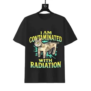 I Am Contaminated With Radiation Glitch Cat Meme Graphic T-Shirt Menswear Crewneck Streetwear