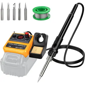 Soldering Iron Kit for Digital Solder Iron Soldering Gun with 5pcs Tips,0.04" Solder Wire for any Hobby Enthusiast (Battery not included)