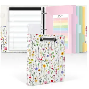 SKYDUE 1 Inch PU Clipboard Binder with Refillable Notepad, 5 Dividers, 10 Pockets & Labels, Letter Size