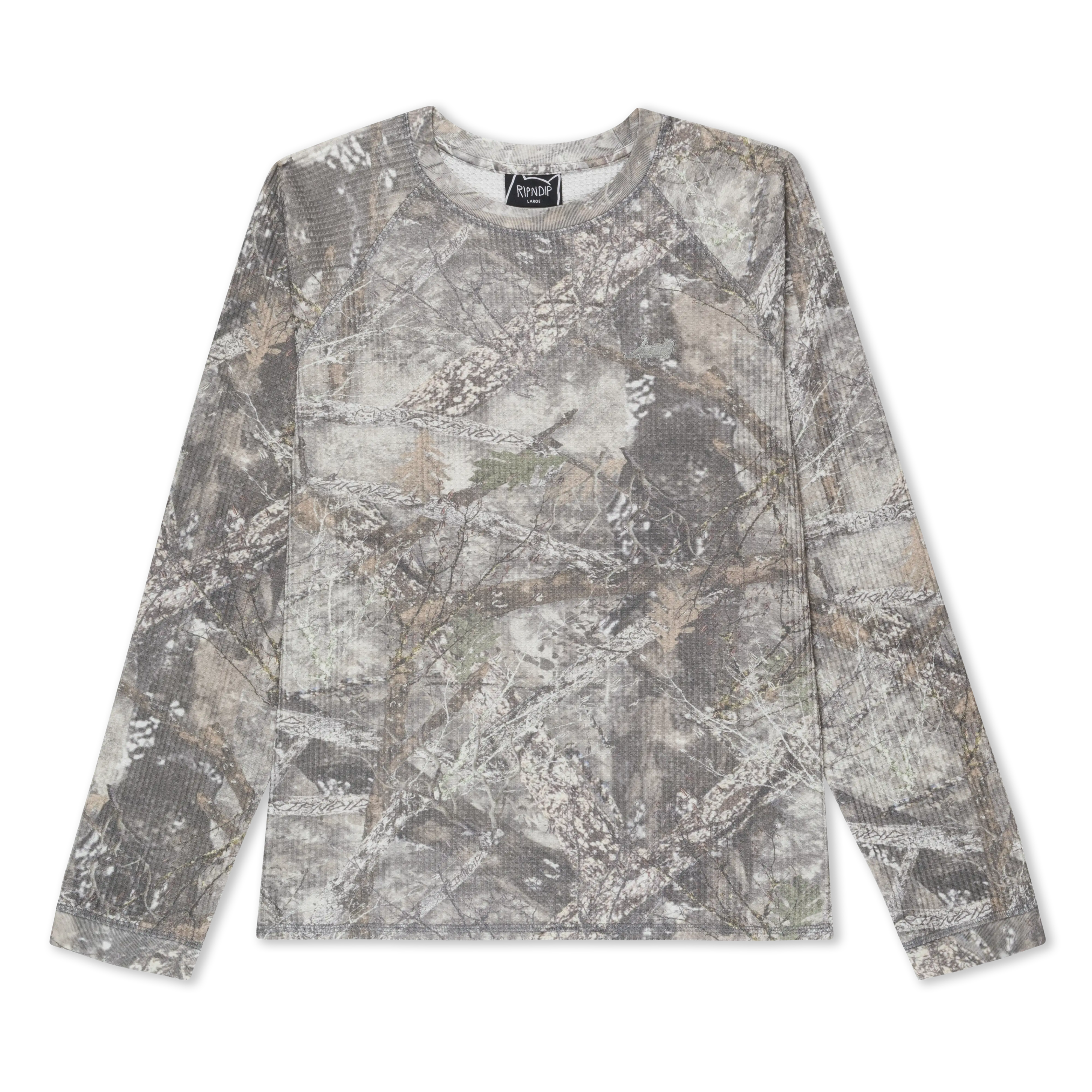 Nerm Tree Camo Thermal Long Sleeve (Nerm Tree Camo), Tops, Casual, Cotton, Menswear, Knit, Waffle Knit, Relaxed Fit, Mensfashion, Knitwear, Basic, Loose-Fitting