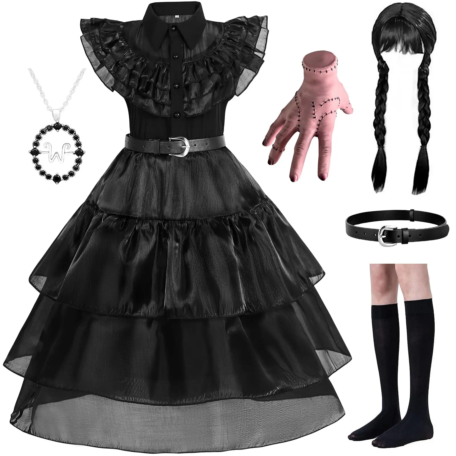 Black Costume Dress for Girls Cosplay Dress Kid Halloween Costumes Costumes Cosplay Party Dress with Accessories