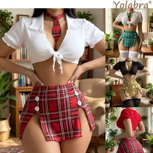 Women's Sexy Lingerie Chest Wrapped Style Student Uniform Design Female Cute Alluring Slim Fit Soft Breathable Fabric Comfortable Nightwear Bedroom Wear Romantic Occasions Stylish Fashion Attractive Sleepwear