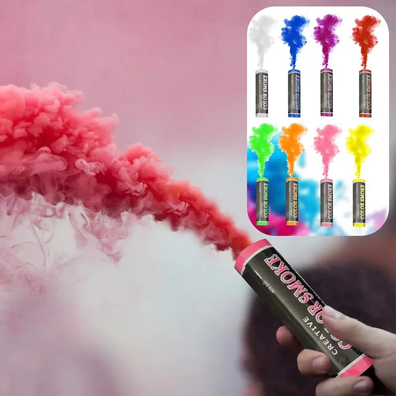 Colorful Non-Toxic Powder Smoke Sticks - 5 in, 45-Second Duration, Pull-to-Release, Portable, with Confetti & Streamers, Easy to Use, All Ages, Ceremony/Baby Shower Photo Props, Festive Party Decorations Supplies