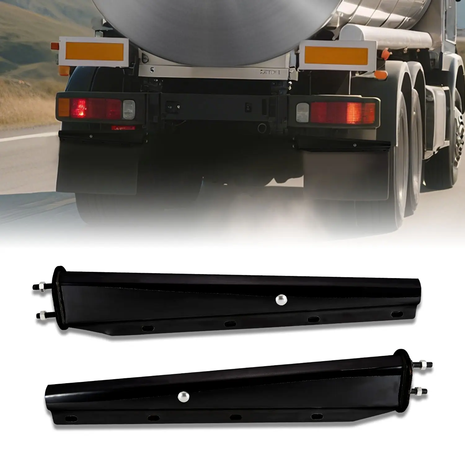30 Inch Semi Truck Mud Flap Hanger Brackets | 2.0" Bolt Spacing Heavy Duty Steel Mudguard Mount Holders with Complete Mounting Hardware