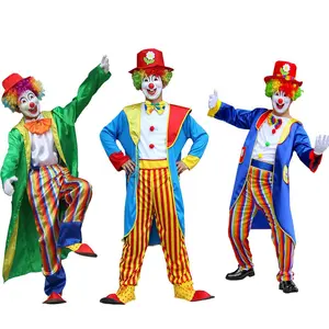 Men's Clown Costume Set, Colorful Striped Clown Costume Set, Role Playing Costume Set for Party, Cosplay, Carnival, Festival, Menswear