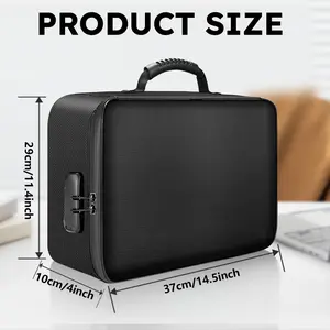 Lockable fire-resistant and waterproof document bag, large-capacity document organizer, suitable for important documents, passports, certificates, cash, and cards; portable document storage box, ideal for home office use and travel