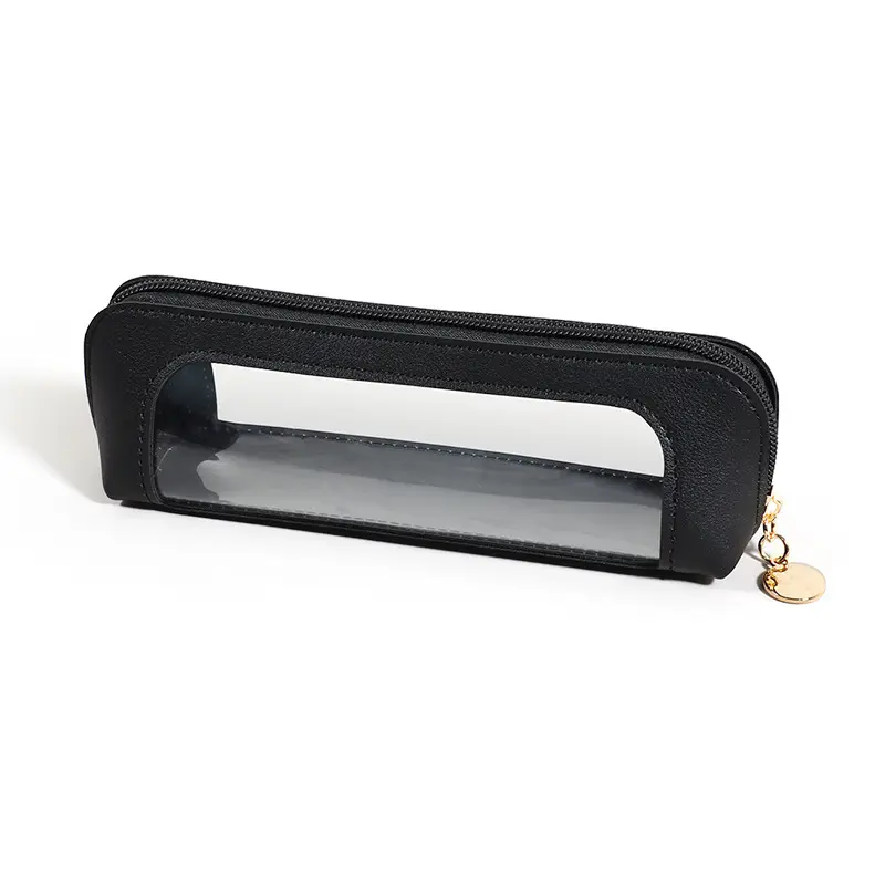 Small Clear Makeup Pouch, PU Leather Mini Makeup Pouch Portable Travel Mini Cosmetic Bag, Waterproof Cosmetic Organizer Pouchs with Zipper for Women Home Travel Office Storage
