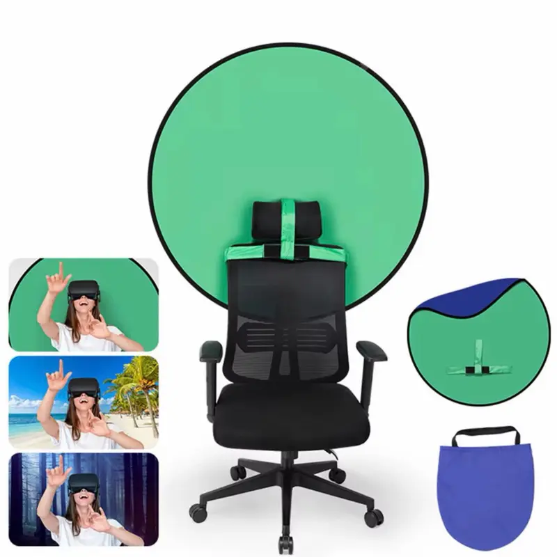 Portable Foldable Green and Blue Screen Backdrop — No Stand Needed, Perfect for Streamers & Content Creators