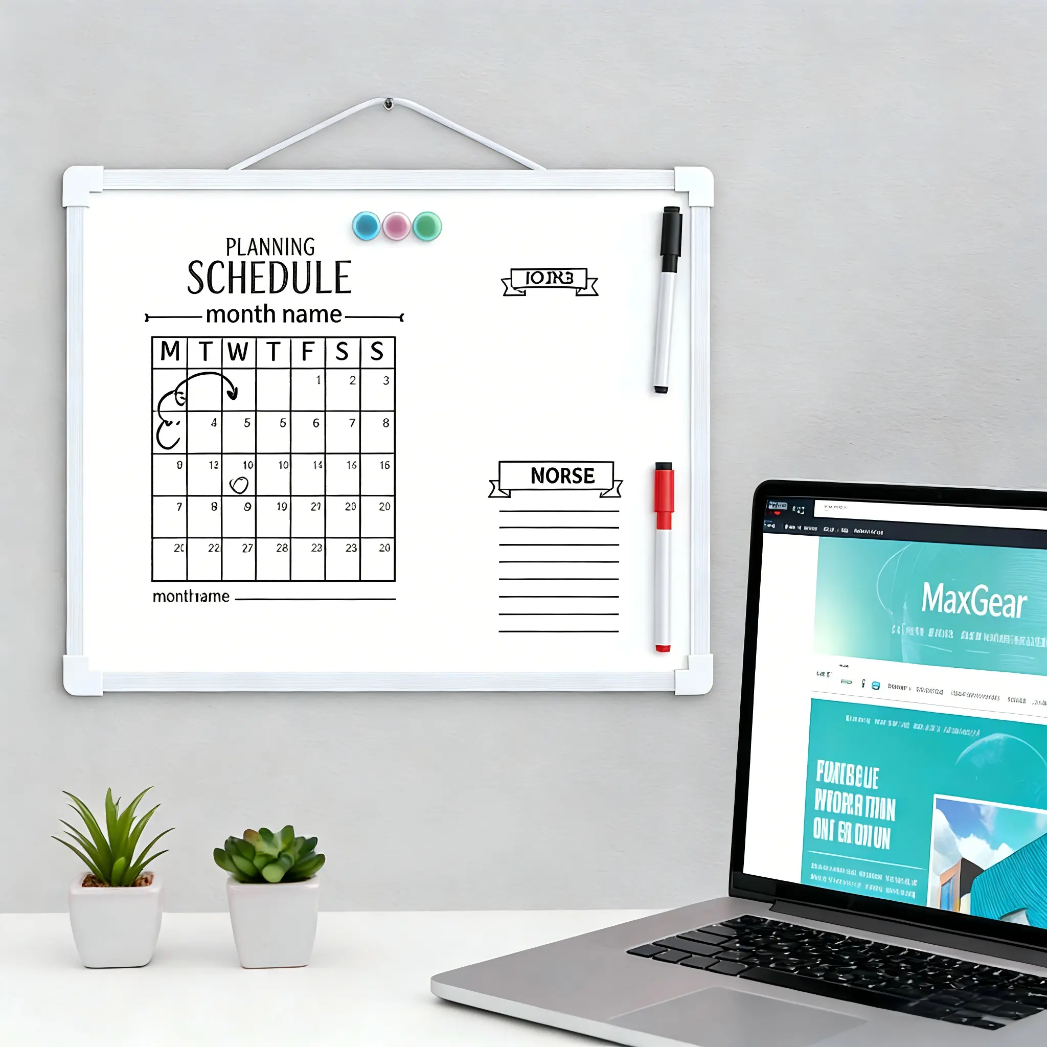MaxGear Magnetic Dry Erase Board - Best Small Dual Whiteboard, Portable Double-Sided Hanging School Whiteboard with 3 Markers, 3 Magnets, Smooth Writing, Less Effort, 12 Months After Sale Service for Home & Office Memo Planning