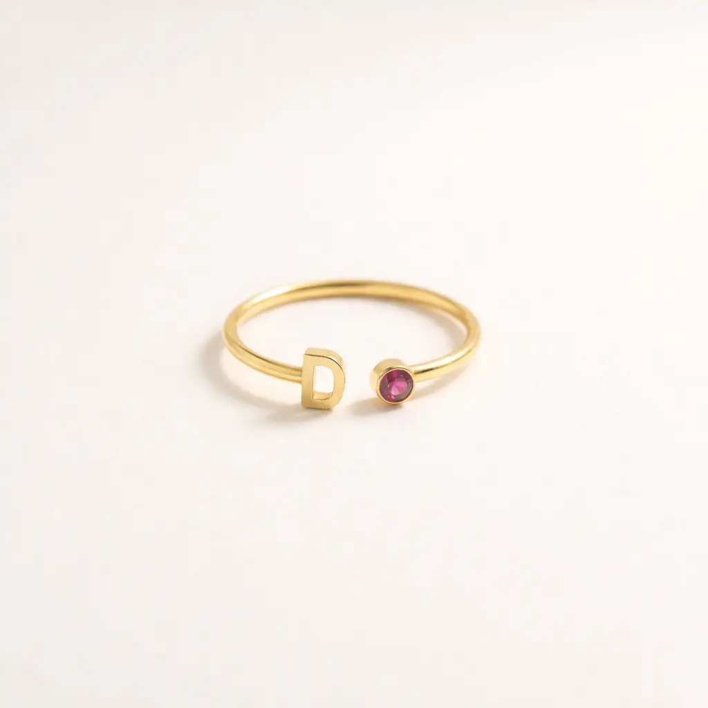 Initial Birthstone Ring, Custom Letter Ring Name Initial Ring, Letter Keepsake Ring, Birthstone Personalized Ring, Birthstone Birthday Ring
