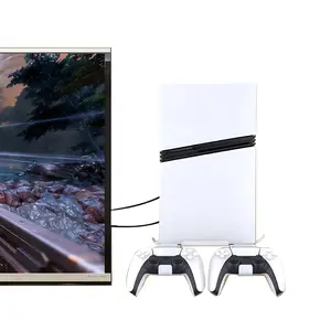 Wall Mount Stand For PS5 And PS5 Slim/Pro Console Steel vertical Holder Kits For Playstation 5 and Slim/Pro console Controllers Hook with Screw Fixing Game Console Accessories