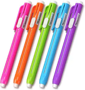 Retractable Mechanical Eraser Pen, Pen-Style Erasers Assorted Color, 5 Pack